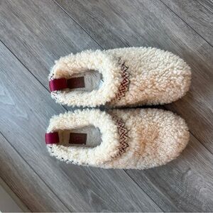 UGG Tazz Double Platform Cream Fuzzy Slippers